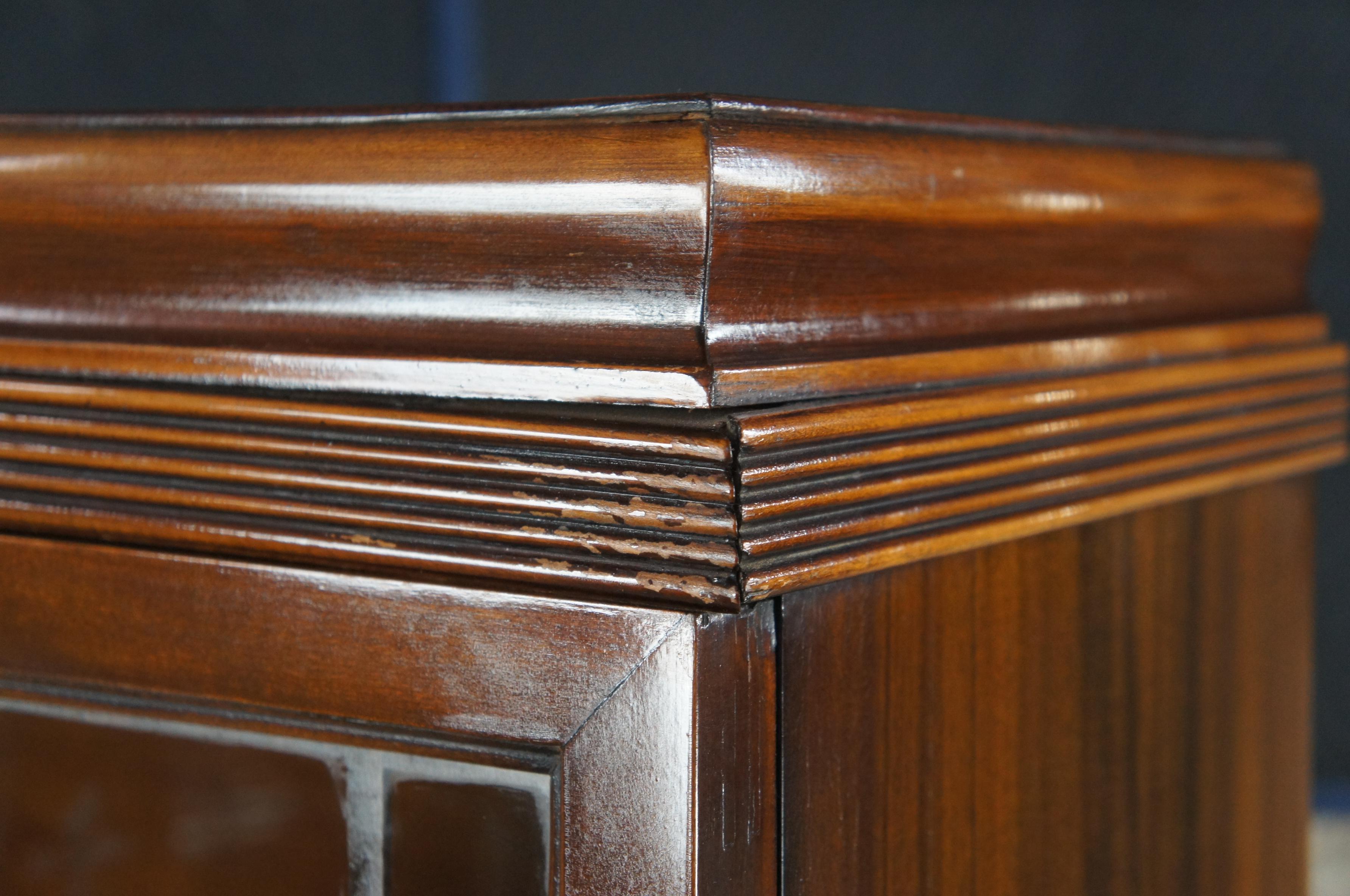 Antique Art Deco Walnut Stepback Cupboard China Display Cabinet Boookcase 6