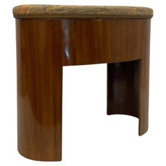 Antique Art Deco Walnut Stool With Multi-coloured Woven Upholstery