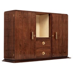 Antique Art Deco Walnut Wood Bar Cabinet or Sideboard 1940s