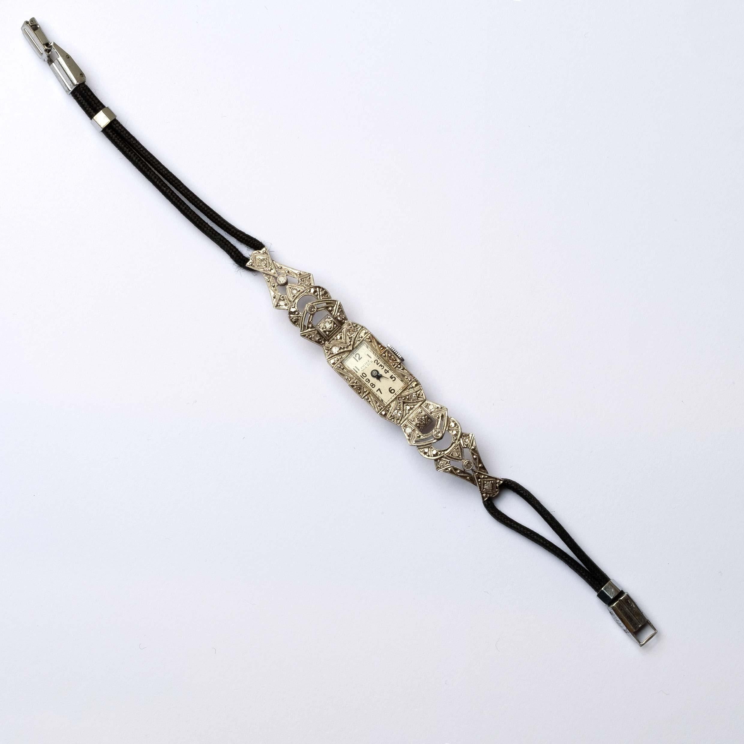 Rose Cut Antique Art Deco Watch in Platinum and Diamonds