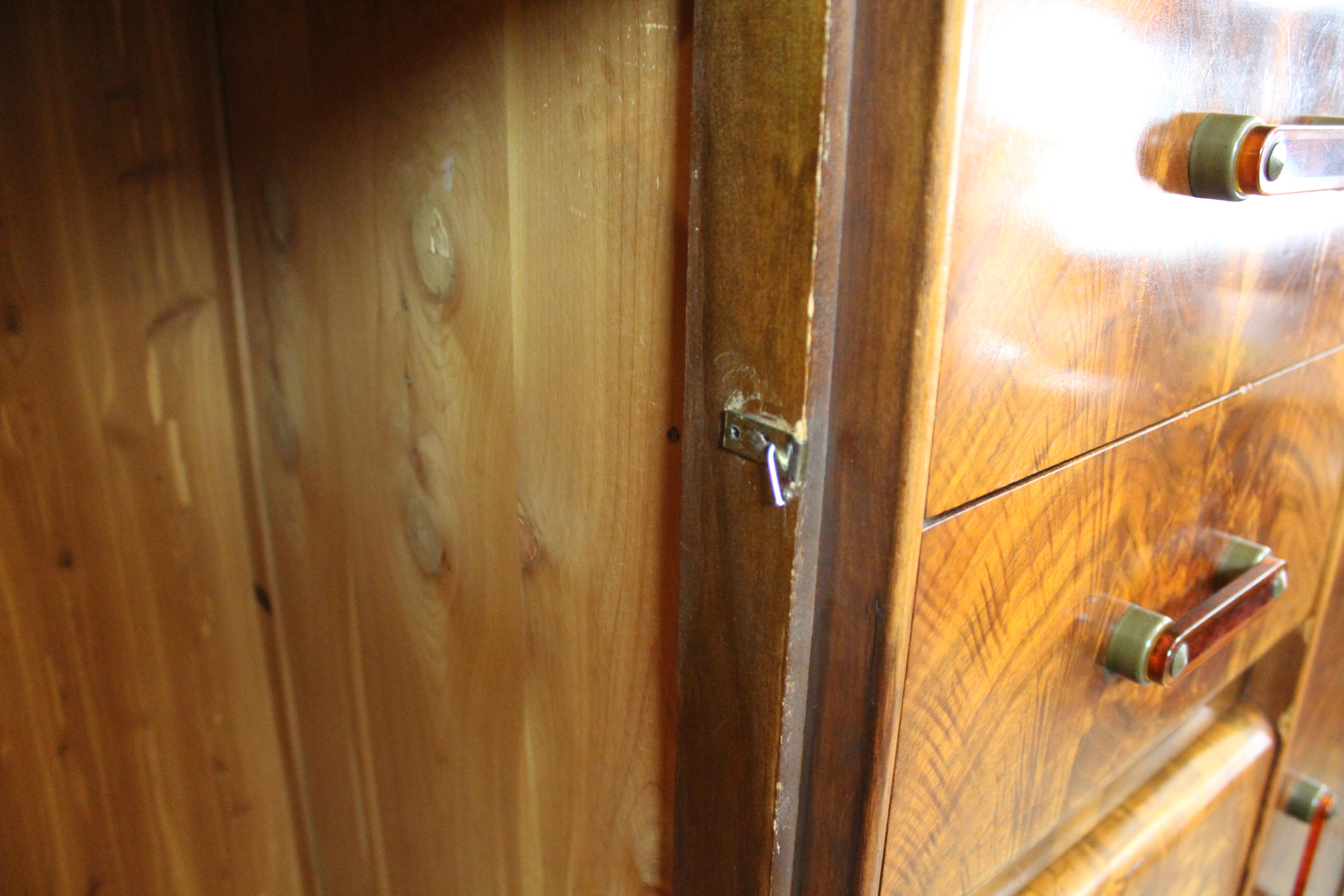 Antique Art Deco Waterfall Burl Wardrobe by Tri-Bond 7