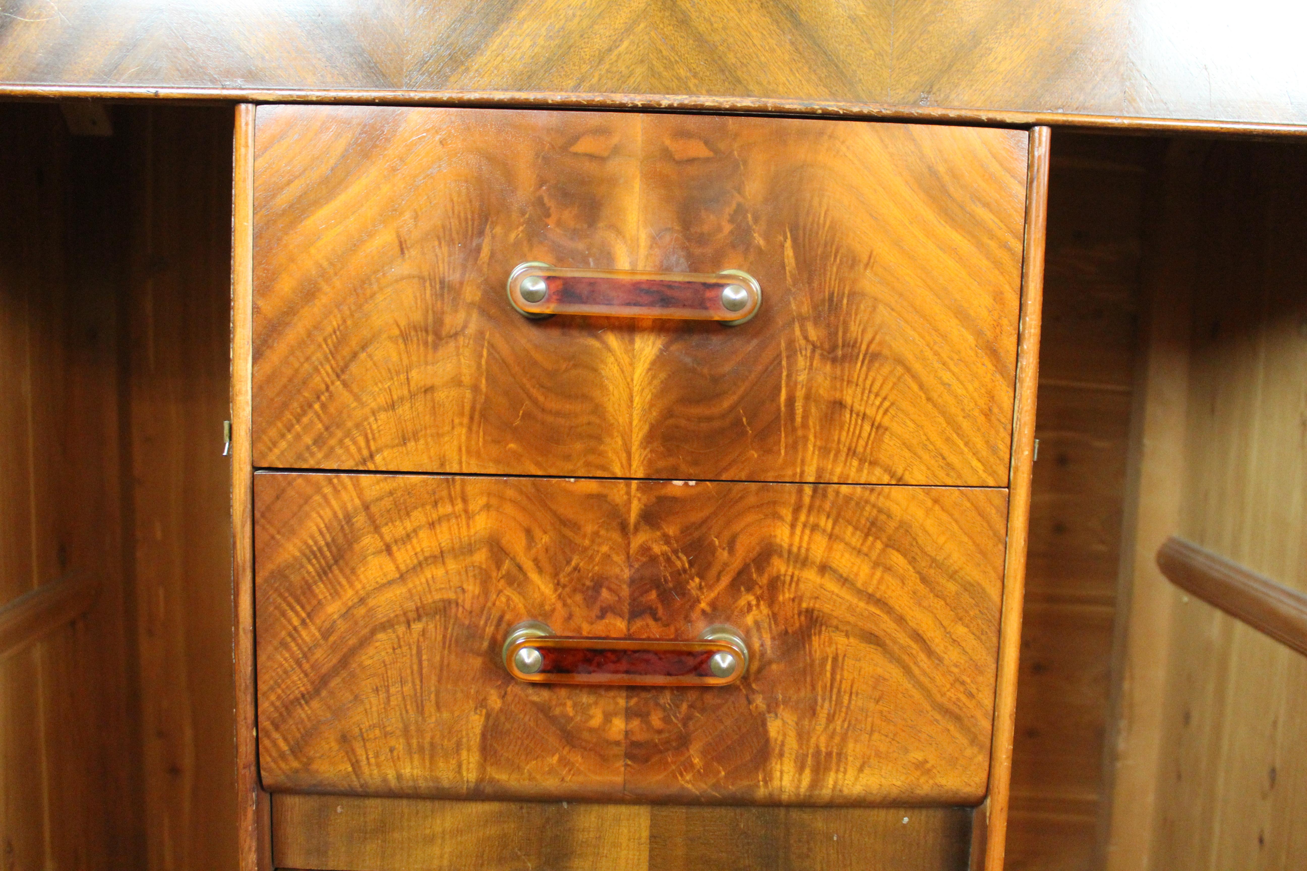 Antique Art Deco Waterfall Burl Wardrobe by Tri-Bond 9