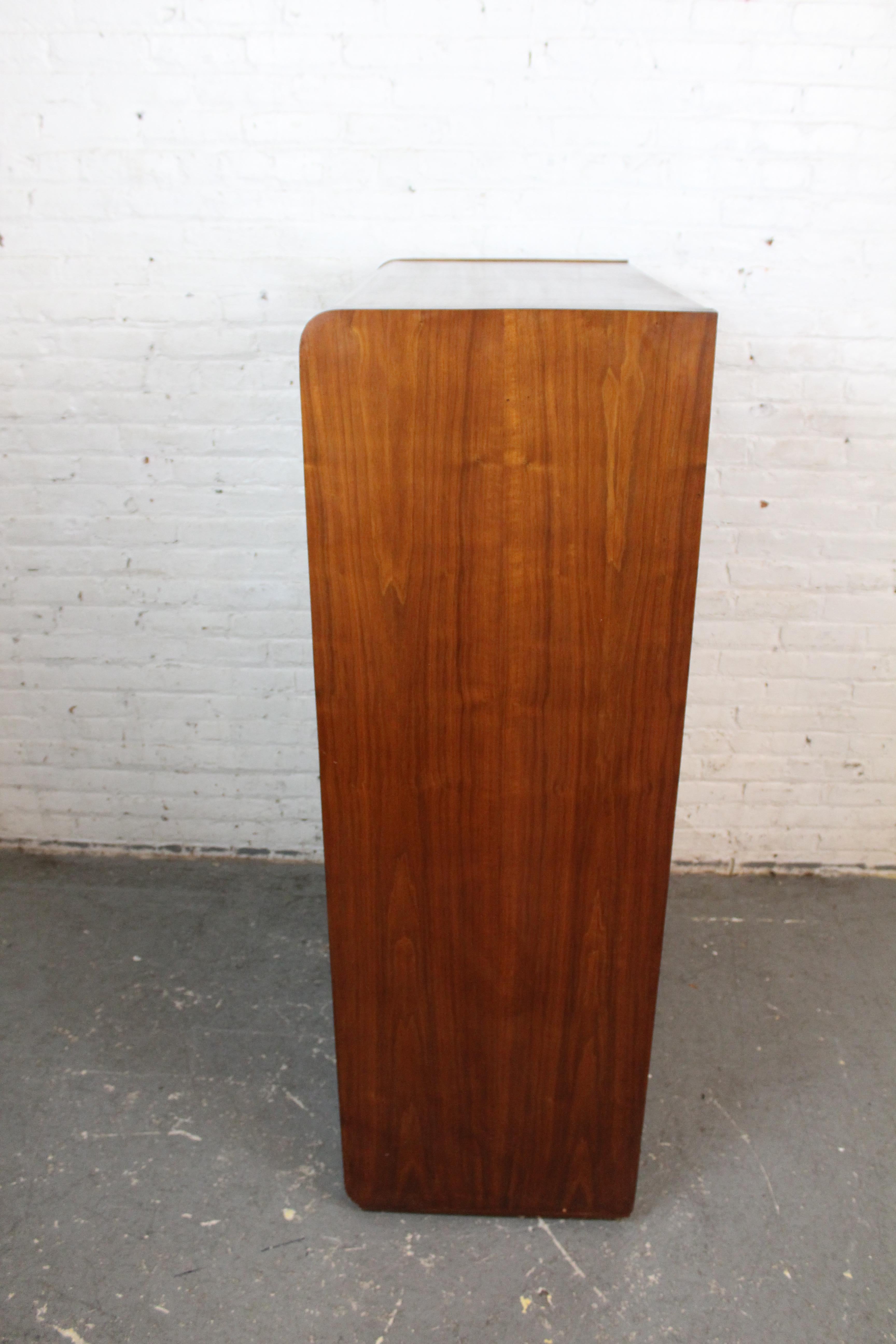 Veneer Antique Art Deco Waterfall Burl Wardrobe by Tri-Bond