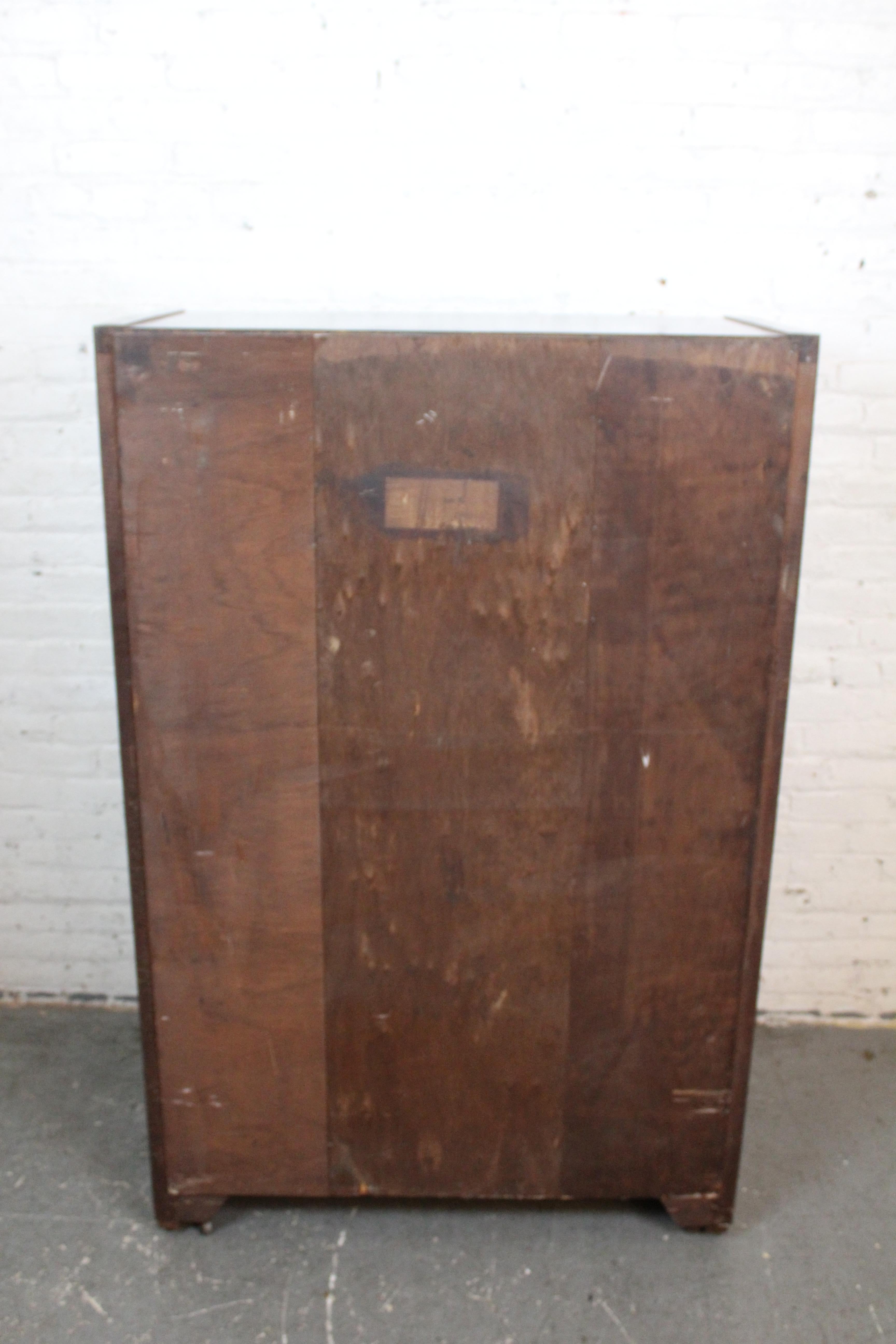 Antique Art Deco Waterfall Burl Wardrobe by Tri-Bond In Good Condition In Brooklyn, NY