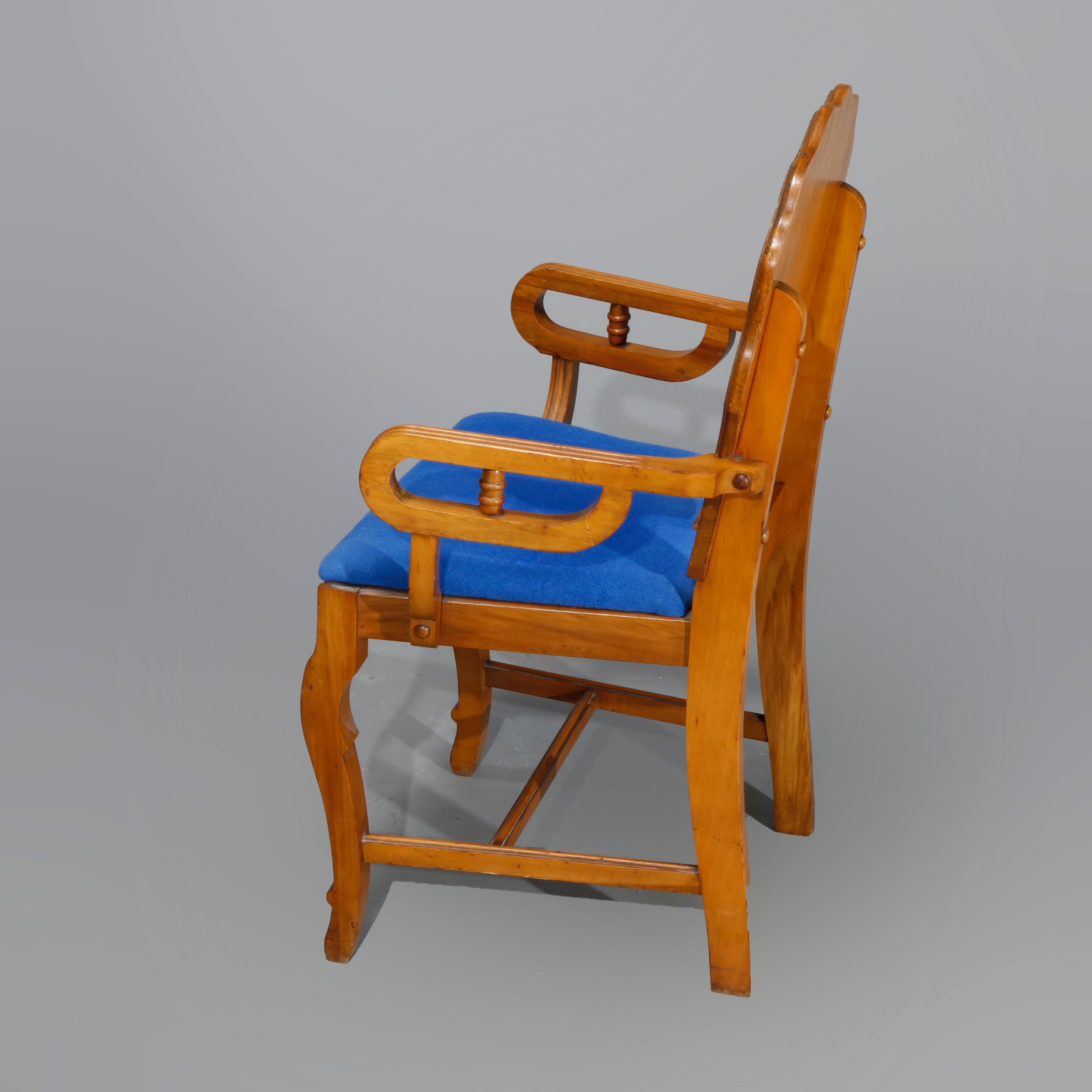 Antique Art Deco Waterfall Satinwood & Mahogany Stand & Sunburst Side Chair 7