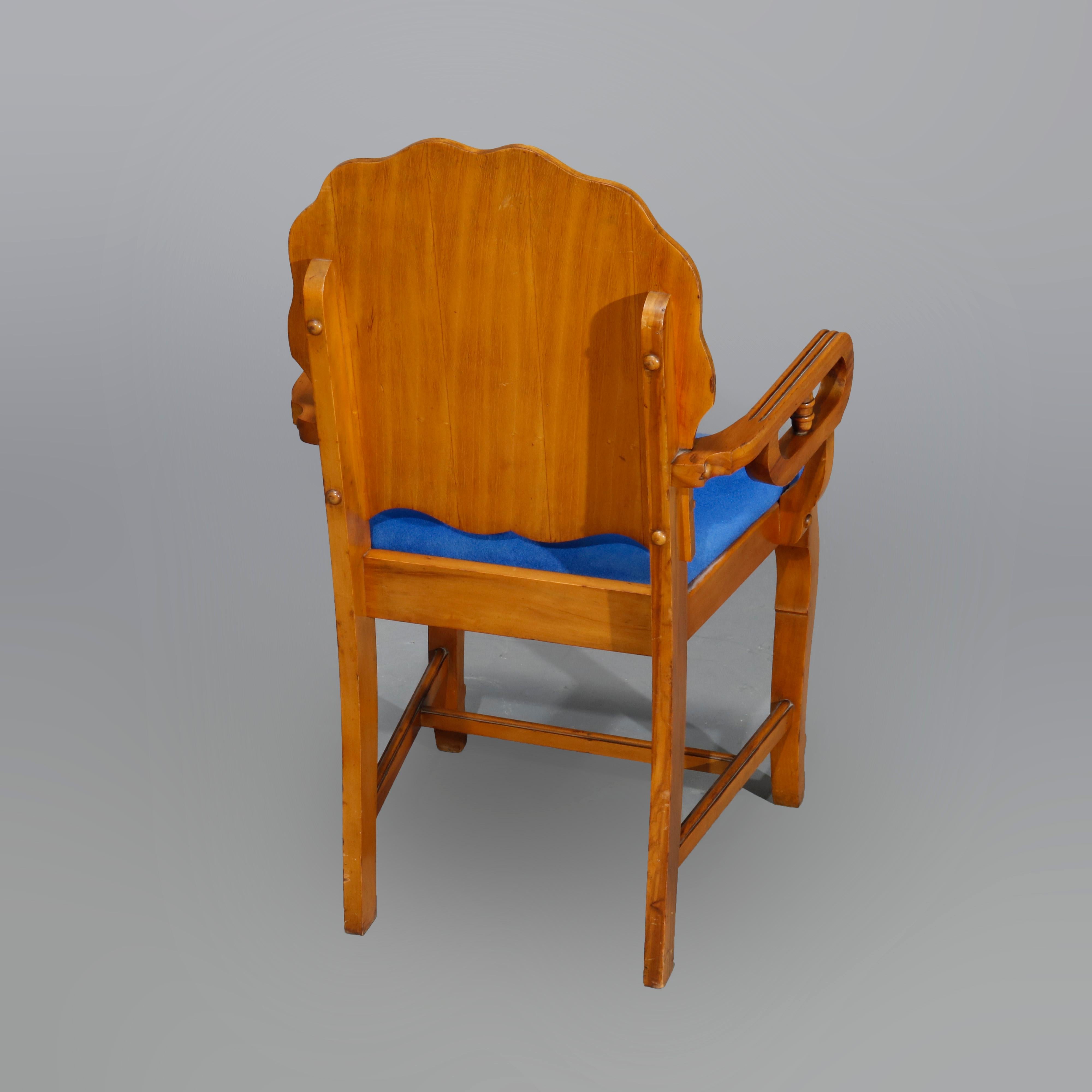 Antique Art Deco Waterfall Satinwood & Mahogany Stand & Sunburst Side Chair 8