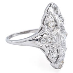 Antique Art Deco White Gold 0.83tcw Old Mine Cut Diamond Dinner Ring