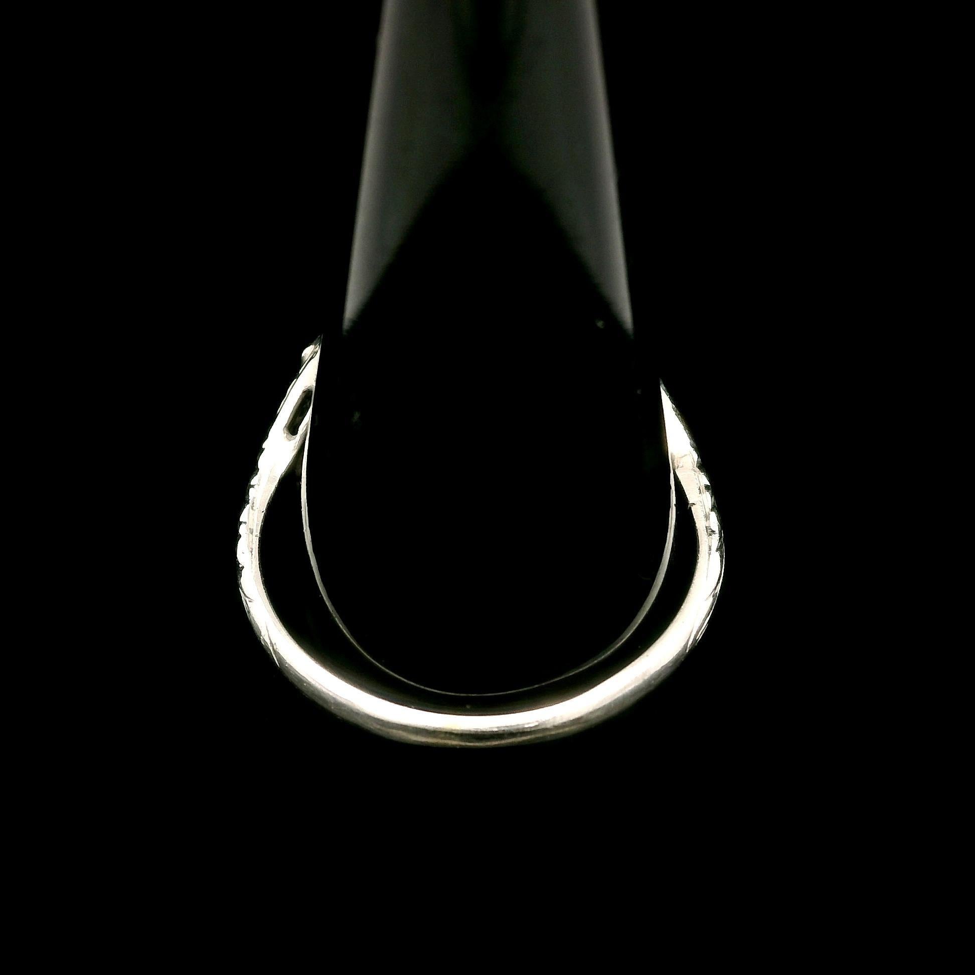 Baguette Cut Antique Art Deco White Gold 1ctw Old Cut Diamond Filigree Engraved Dinner Ring For Sale