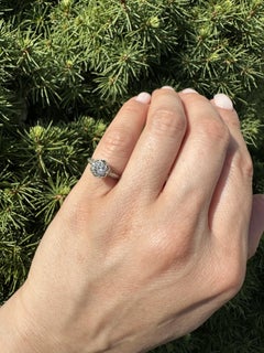 Antique Art Deco White Gold .50ct Old Diamond Scroll & Open Work Engagement Ring
