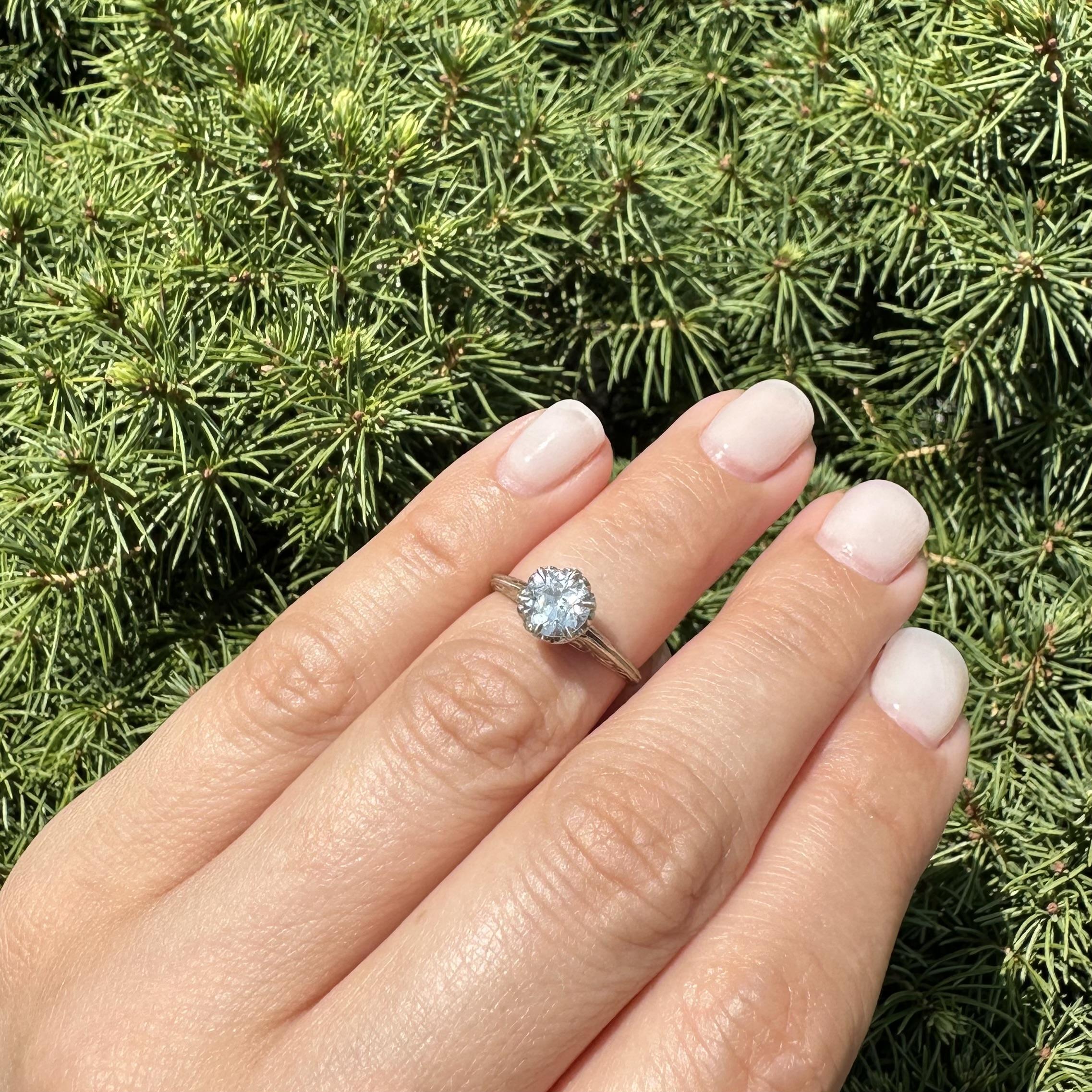 Women's Antique Art Deco White Gold .81ct Old European Diamond Solitaire Engagement Ring For Sale