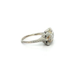 Antique Art Deco White Gold Diamond East West Wheat Engraved Work Band Ring
