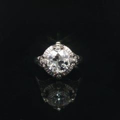 Antique Art Deco White Gold GIA 2.75ct VVS2 Old European Diamond Engagement Ring
