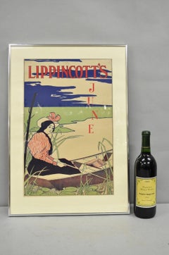 Antique Art Deco Will Carqueville Lippincott's "June" Framed Lithograph Print