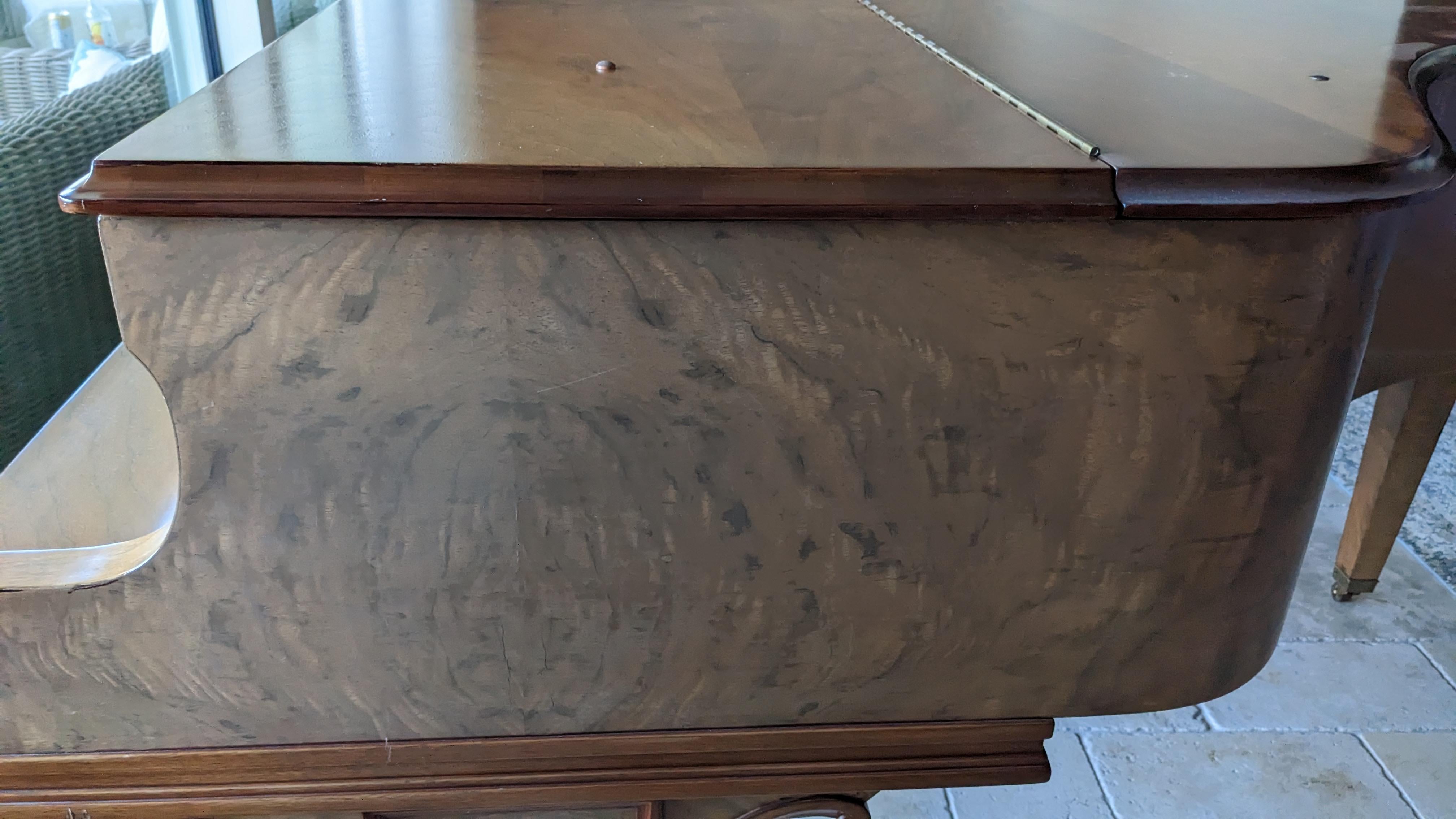 Antique Art Deco Wm. Knabe and Co. Crotch Walnut Baby Grand Player Piano & Bench 5