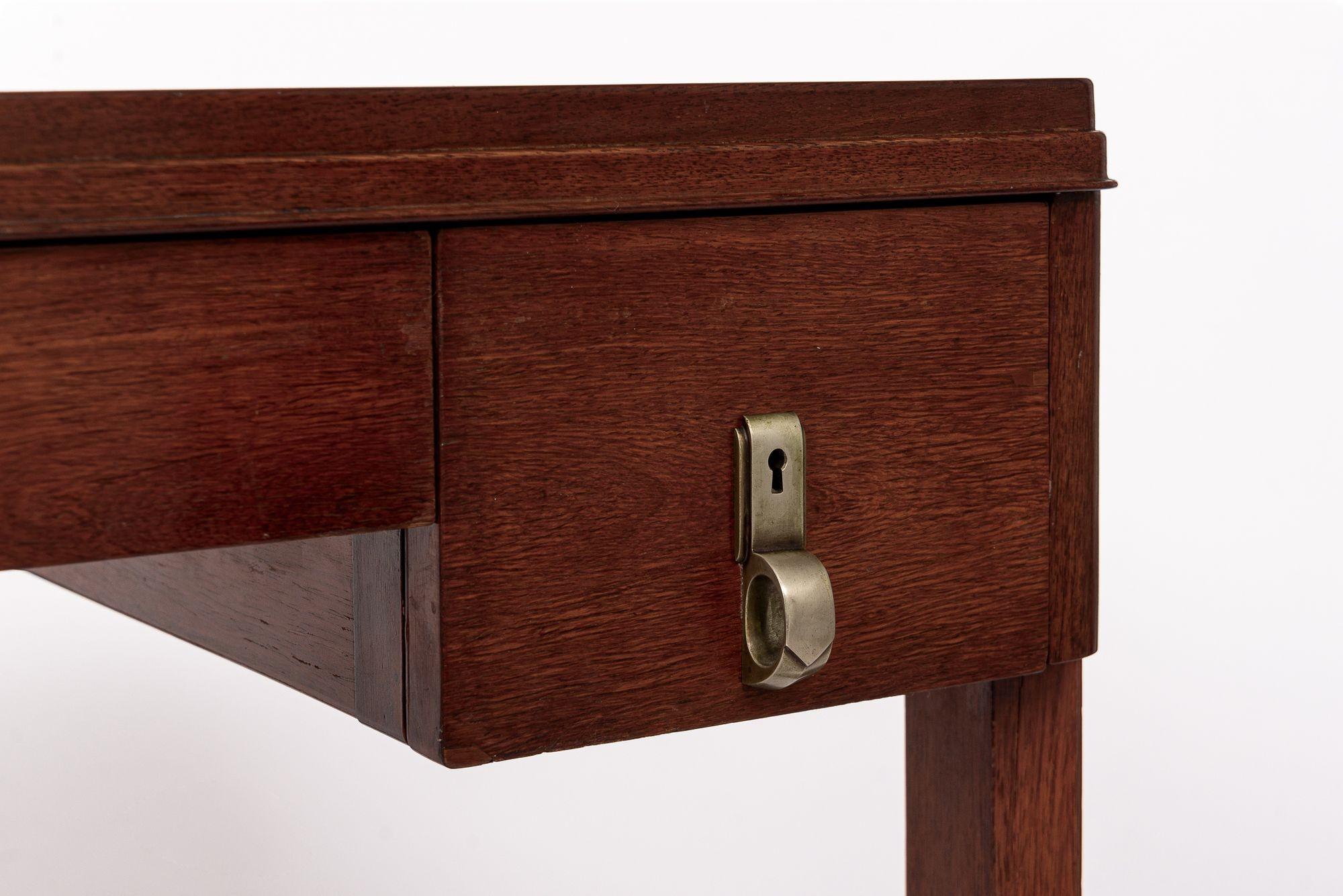 Bureau demi-lune Art déco ancien en bois et ébénisé, années 1930 5