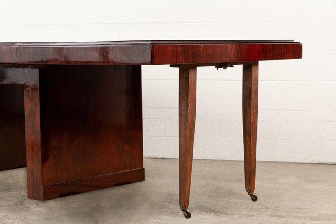 Antique Art Deco Wood Extendable Dining Table, Matching Credenza Available en vente 9
