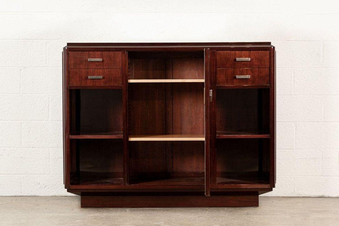 Francese Antique Art Deco Wood Sideboard Cabinet or Credenza, Matching Table Available in vendita