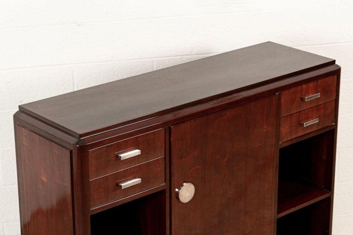Metallo Antique Art Deco Wood Sideboard Cabinet or Credenza, Matching Table Available in vendita