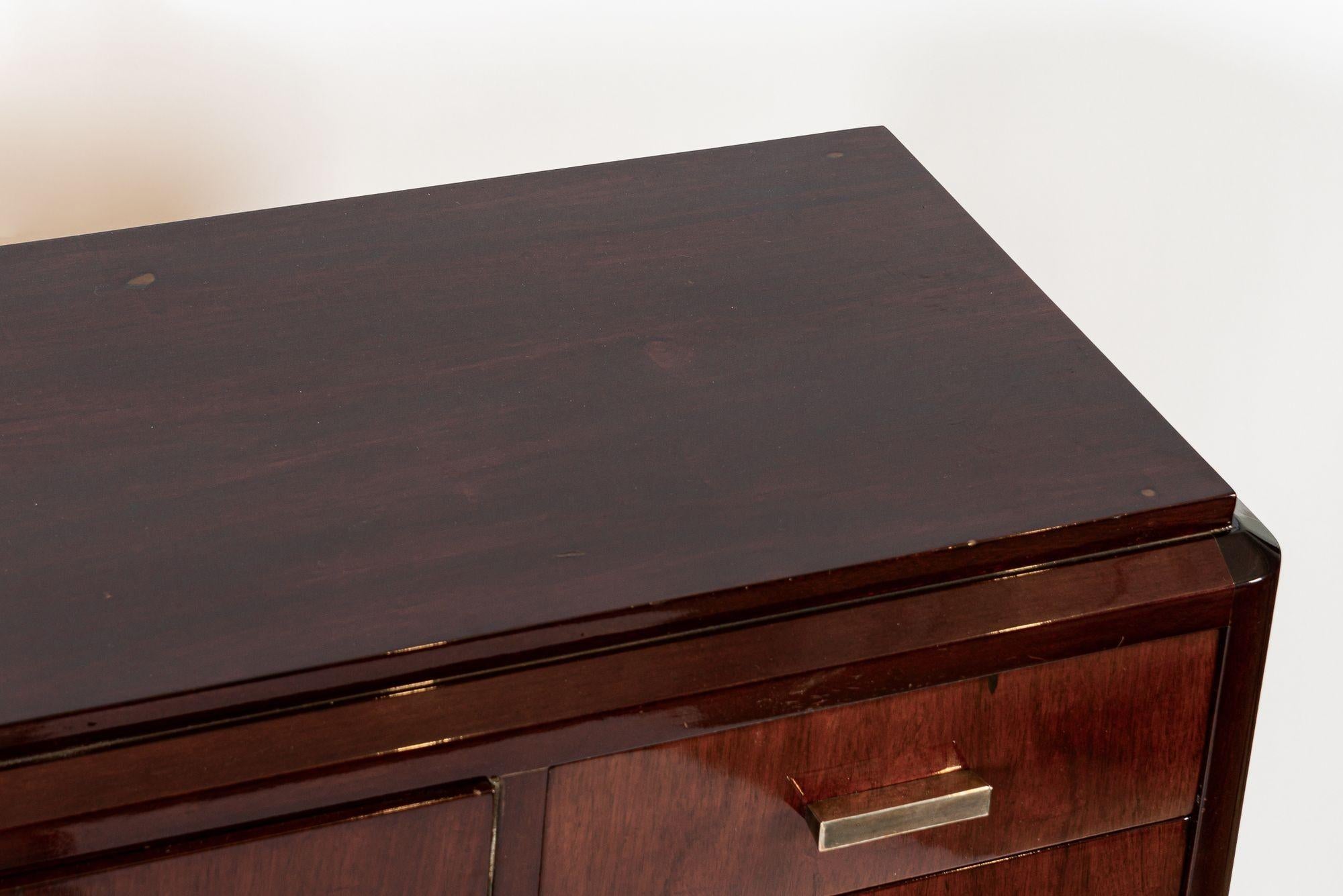 Antique Art Deco Wood Sideboard Cabinet or Credenza, Matching Table Available Metal en venta