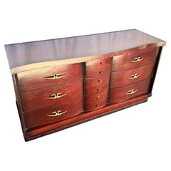 Antique Art Deco Wooden Dresser - 9 Drawers