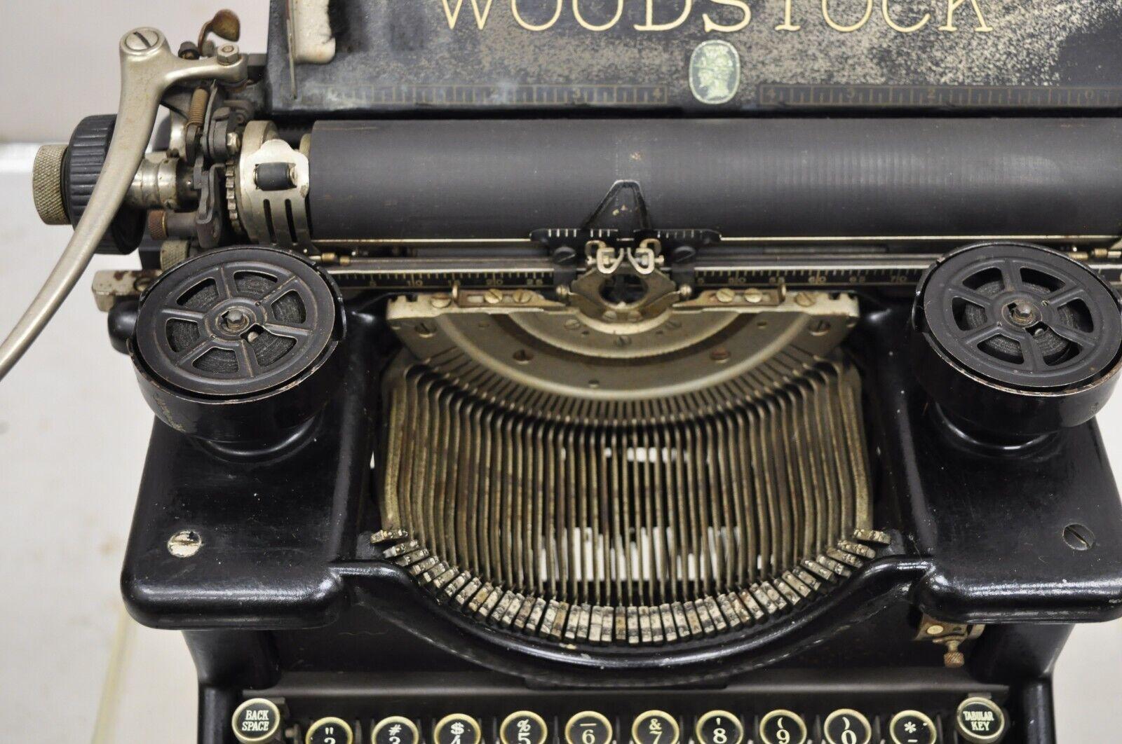 Metal Antique Art Deco Woodstock Manual Typewriter For Sale