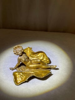 Antique Art Deco Young Lady w/ Movable Blanket Revealing Her Torso, Signed J.B.