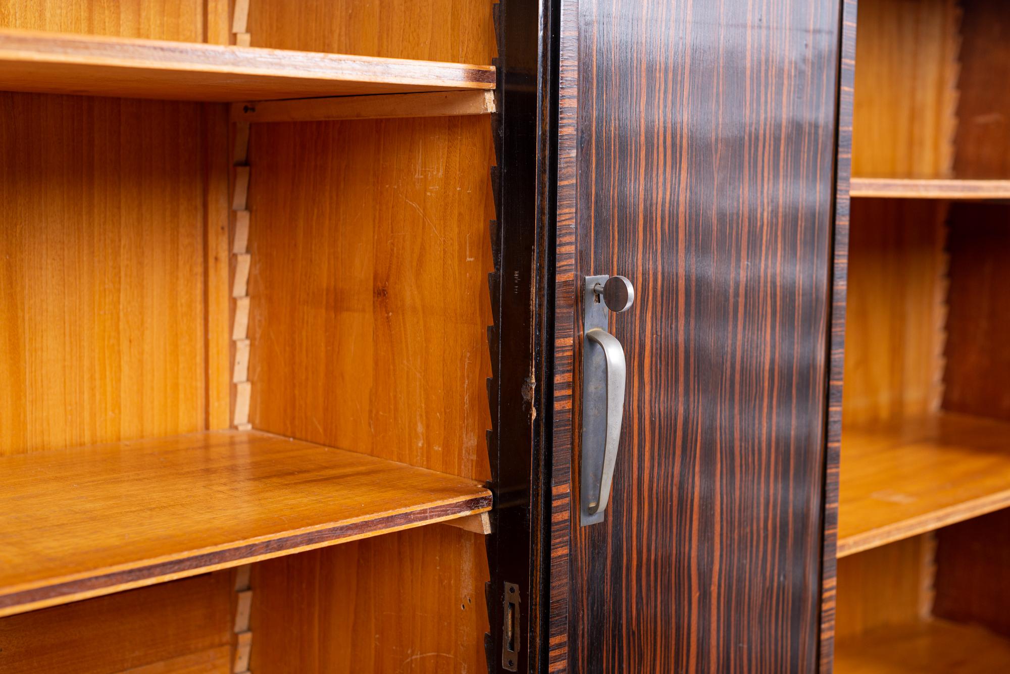 Antique Art Deco Zebra Wood and Beveled Glass Display Cabinet, 1930s 2