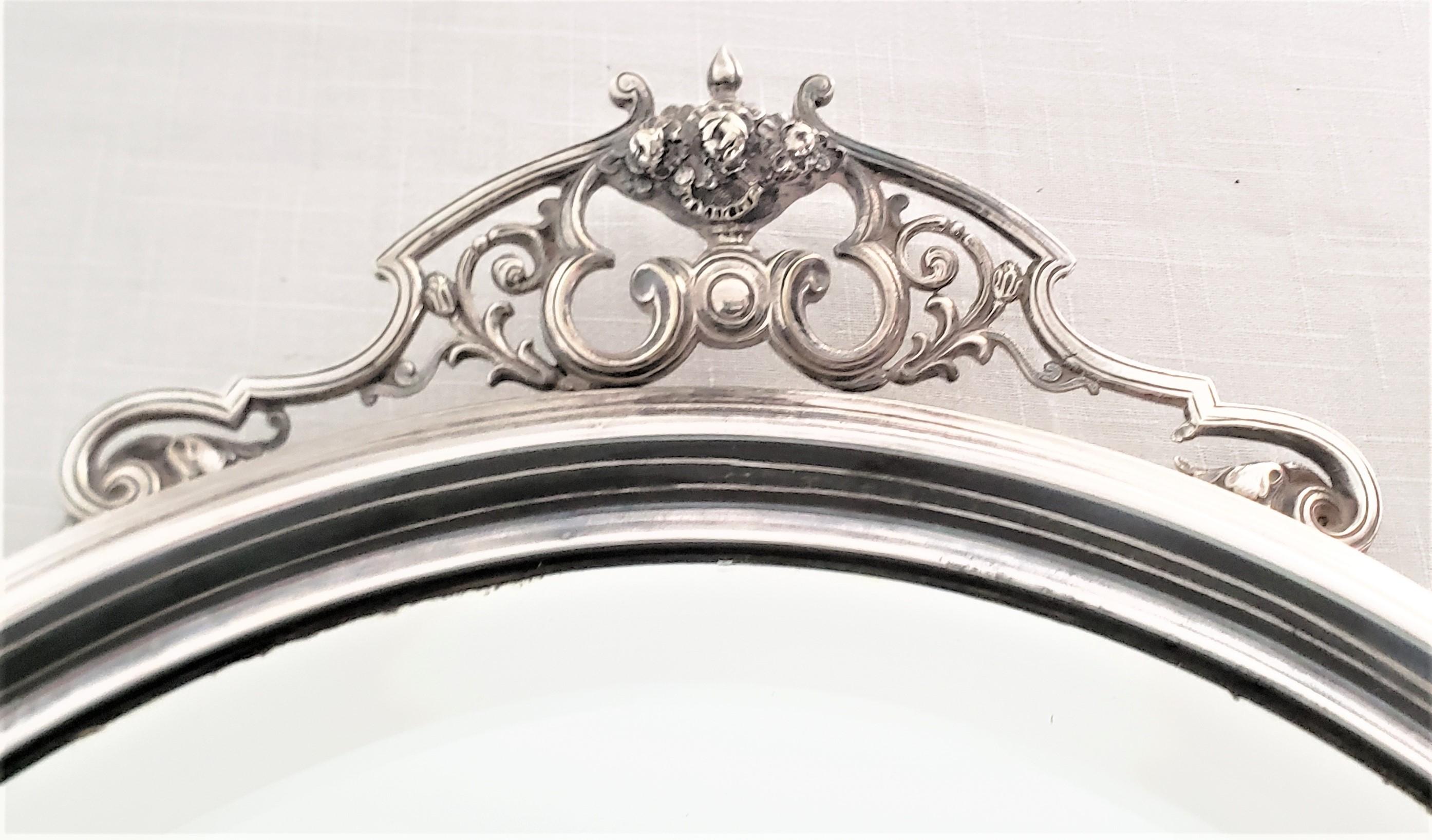 Antique Art Krupp Berndorf Silver Plated Oval Tilt Back Table or Vanity Mirror In Good Condition For Sale In Hamilton, Ontario