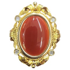 Antiker Art Nouvea Karneol-Goldring aus Gold
