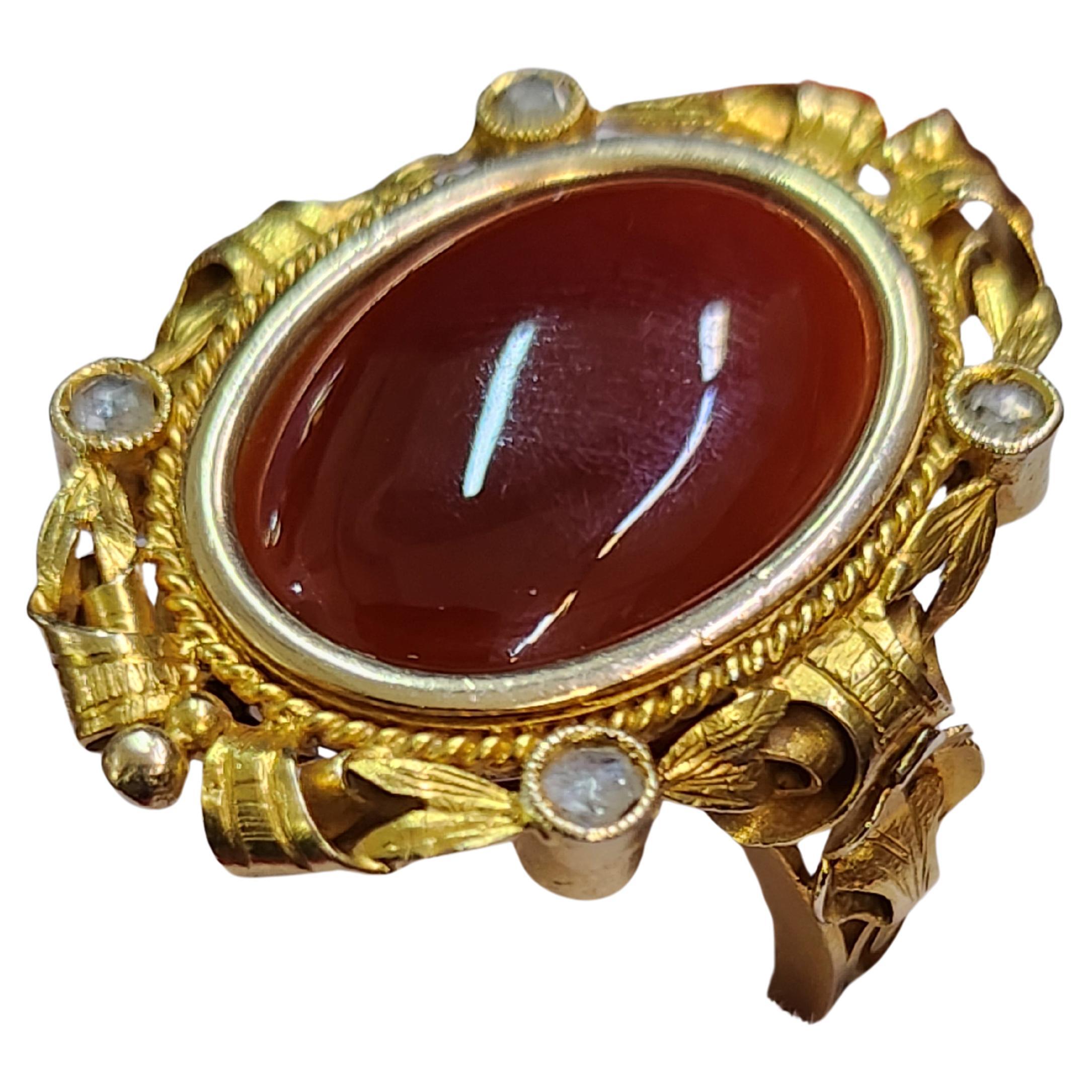 Antique Art Nouvea Carnelian Gold Ring For Sale 1