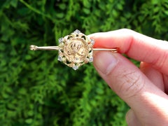 Antique Edwardian Art Nouveau 0.13ct Diamond Bar Brooch, 21k Gold