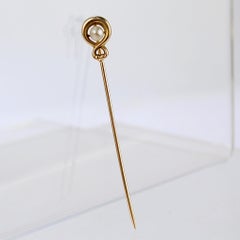 Antique Art Nouveau 10 Karat Gold & Seed Pearl Stick Pin