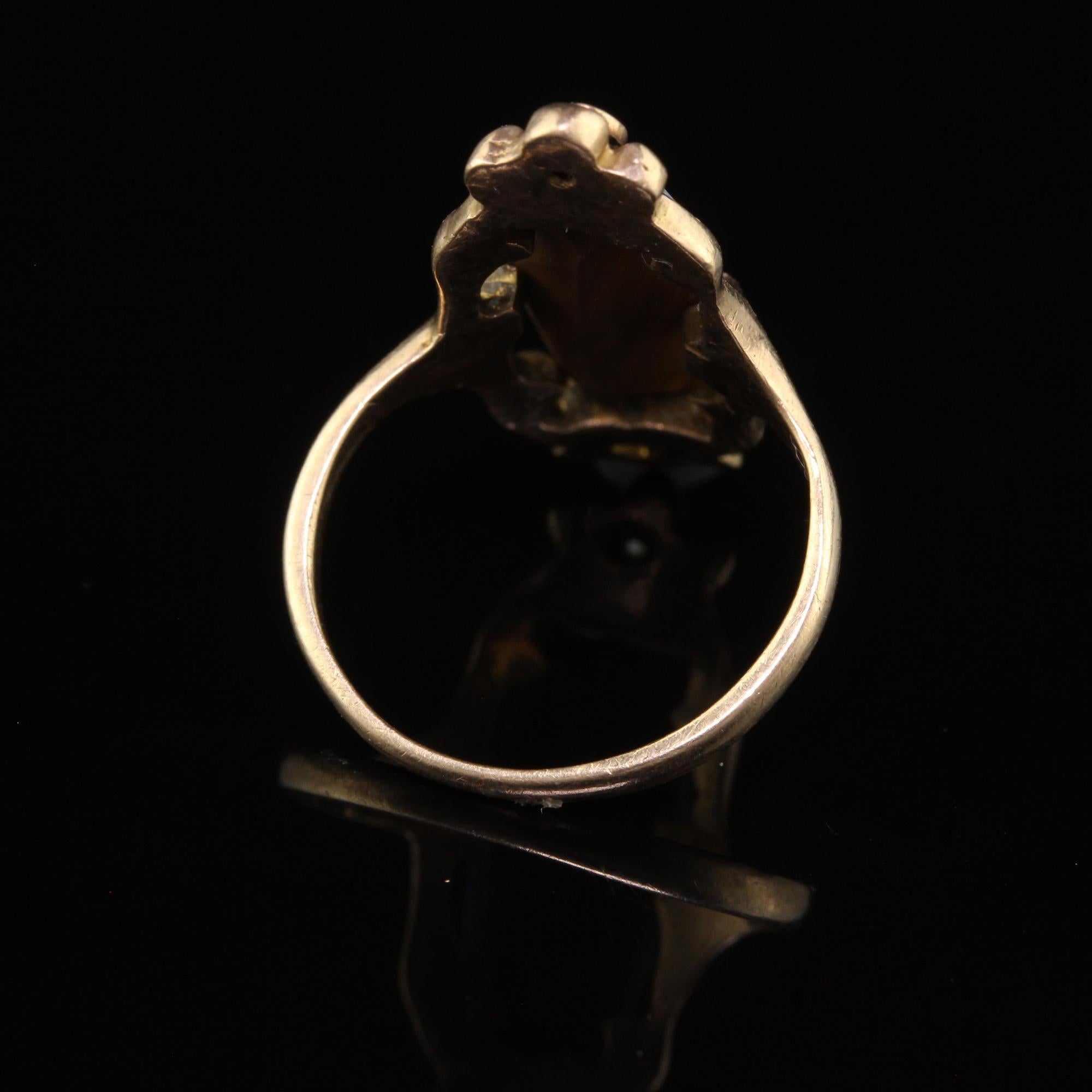 Women's Antique Art Nouveau 10K Rose Gold Boulder Opal and Diamond Floral Ring For Sale