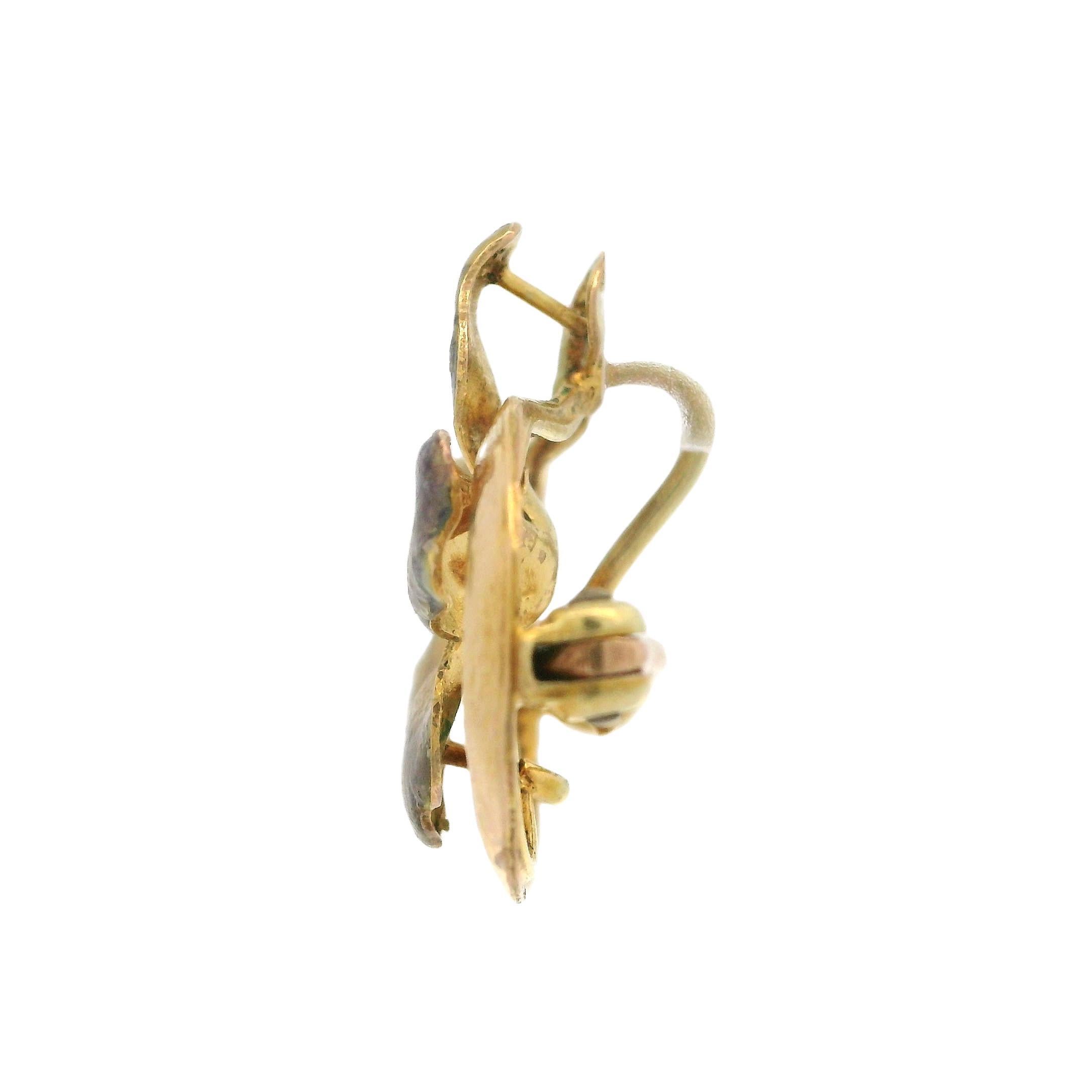 –Stone(s)–
(2) Natural Genuine Diamond - Old Mine Cut - Prong Set - G Color - VS2 Clarity - 0.04ctw (approx.)

Material: 10K Yellow Gold
Weight: 2.82 Grams
Overall Width: 27.15mm (1.06