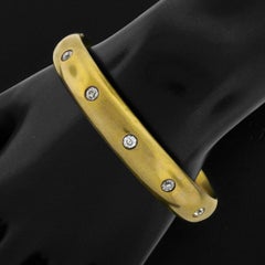Antique Art Nouveau 12k Gold Bezel European Diamond Hinged Open Bangle Bracelet