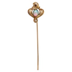 Antique Art Nouveau 14K Gold and Opal Cabochon Stickpin