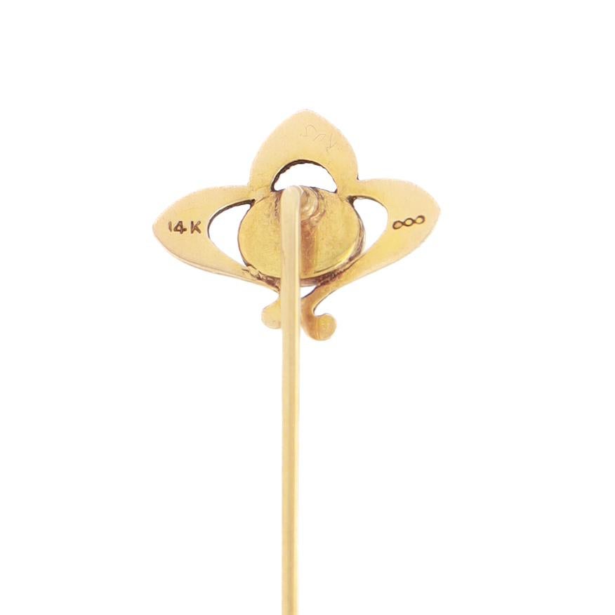 Antique Art Nouveau 14K Gold & Jade Green Glass Stickpin For Sale 10