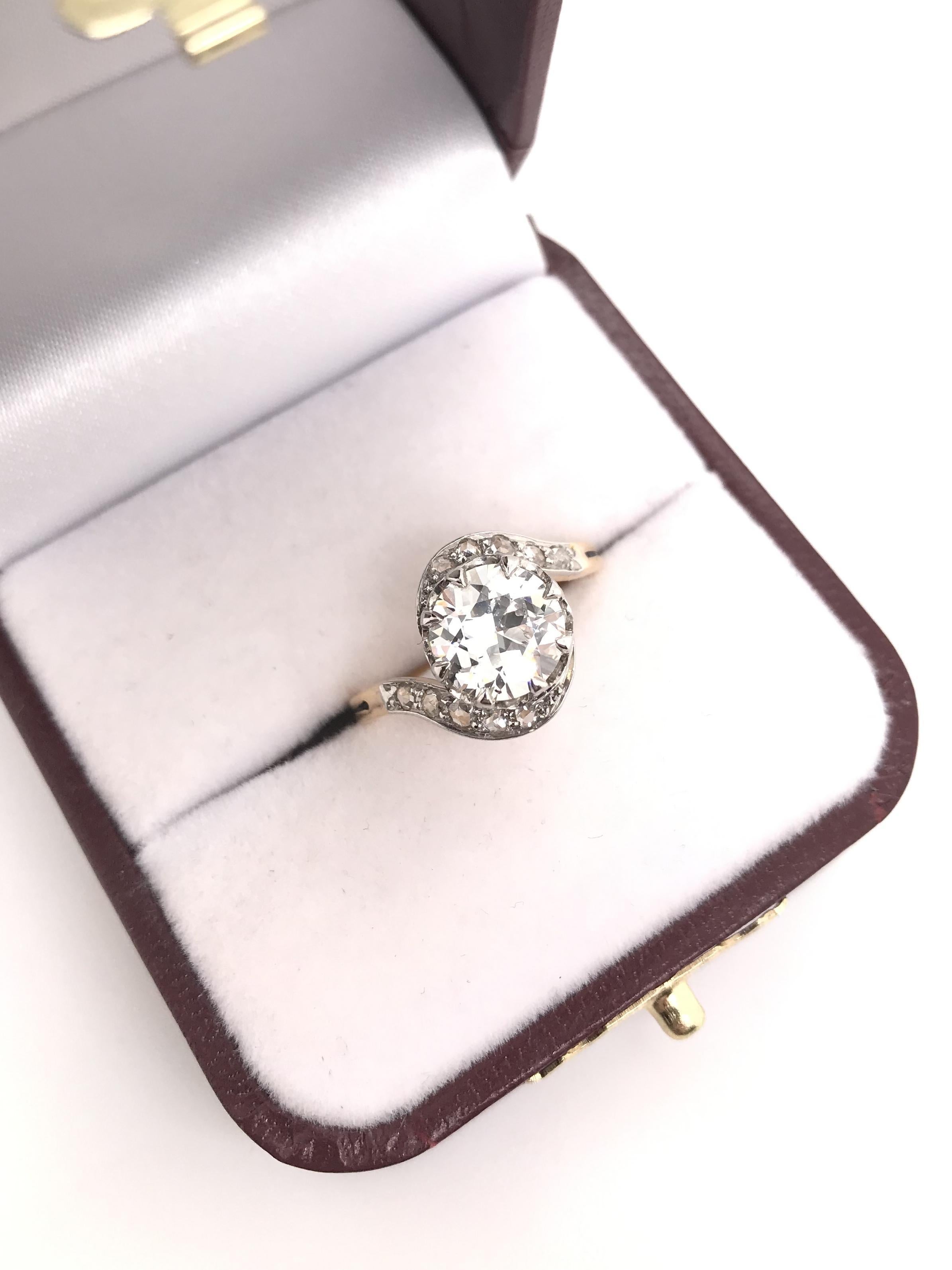 Antique Art Nouveau 1.66 Carat Diamond Ring For Sale 5