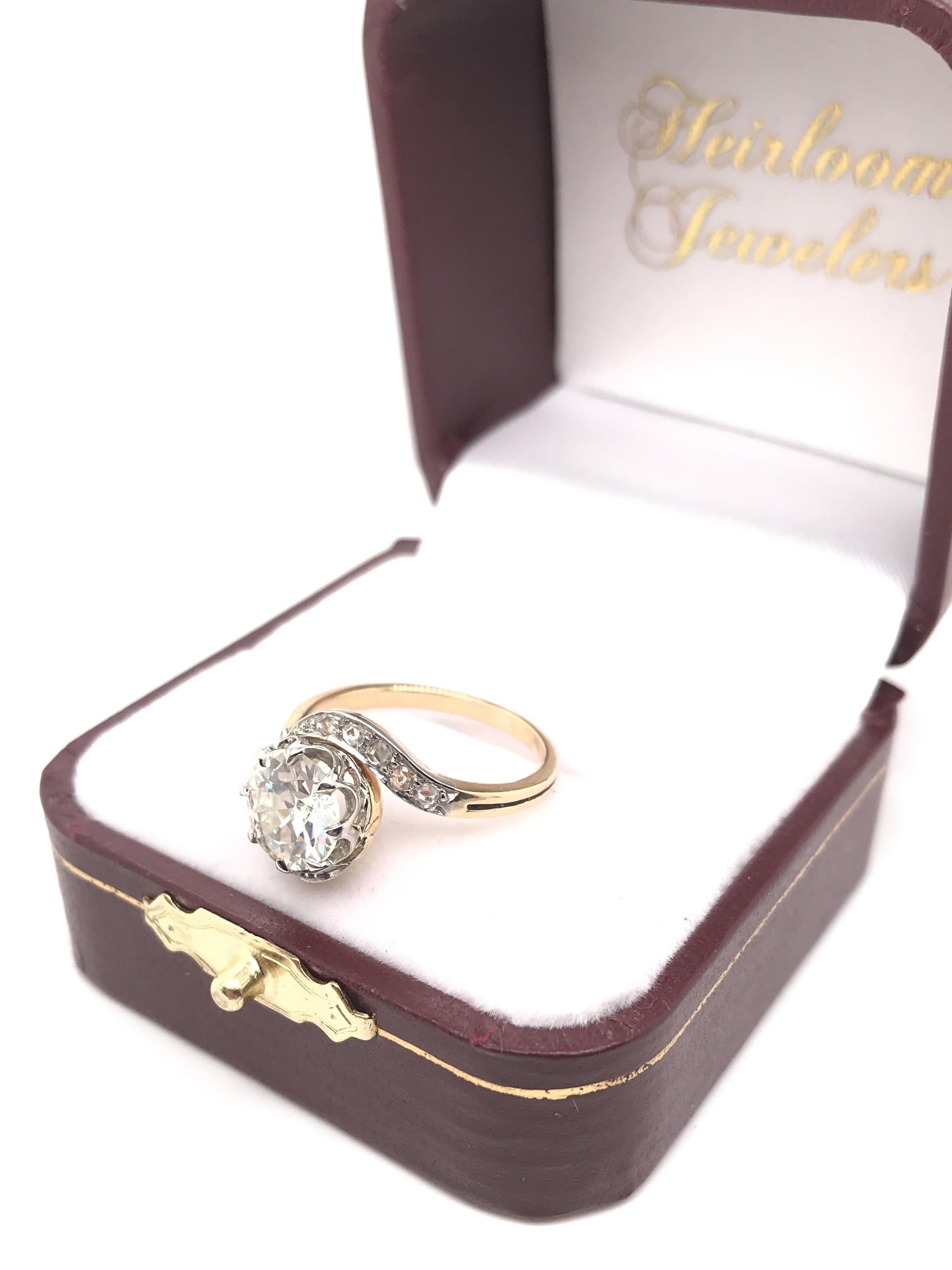 Antique Art Nouveau 1.66 Carat Diamond Ring For Sale 6
