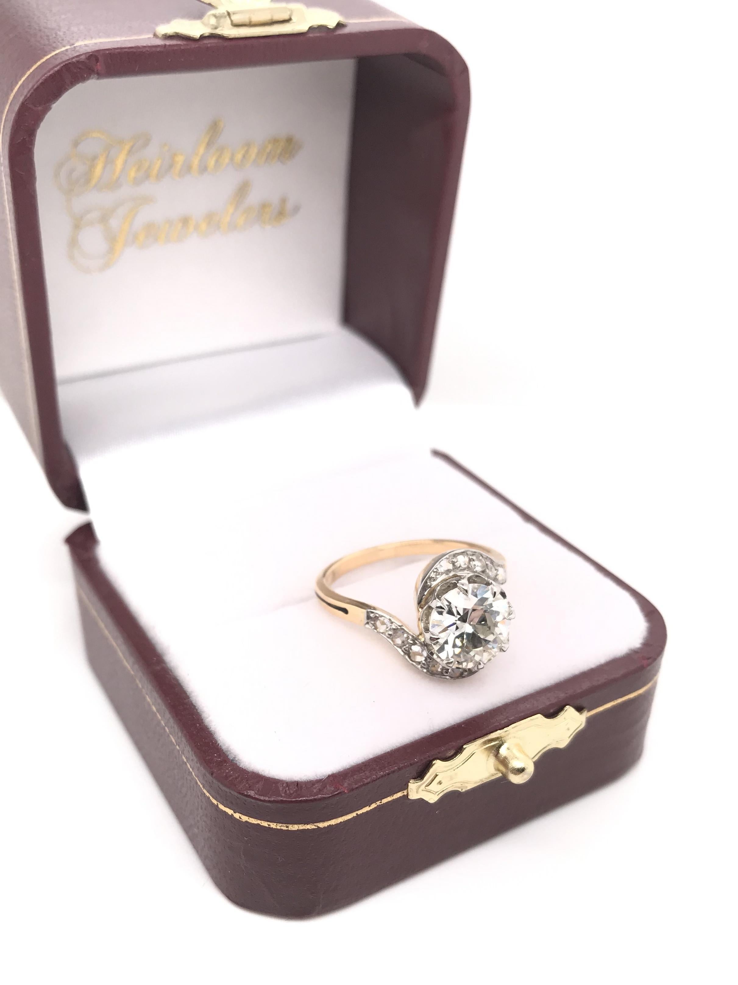 Antique Art Nouveau 1.66 Carat Diamond Ring For Sale 7