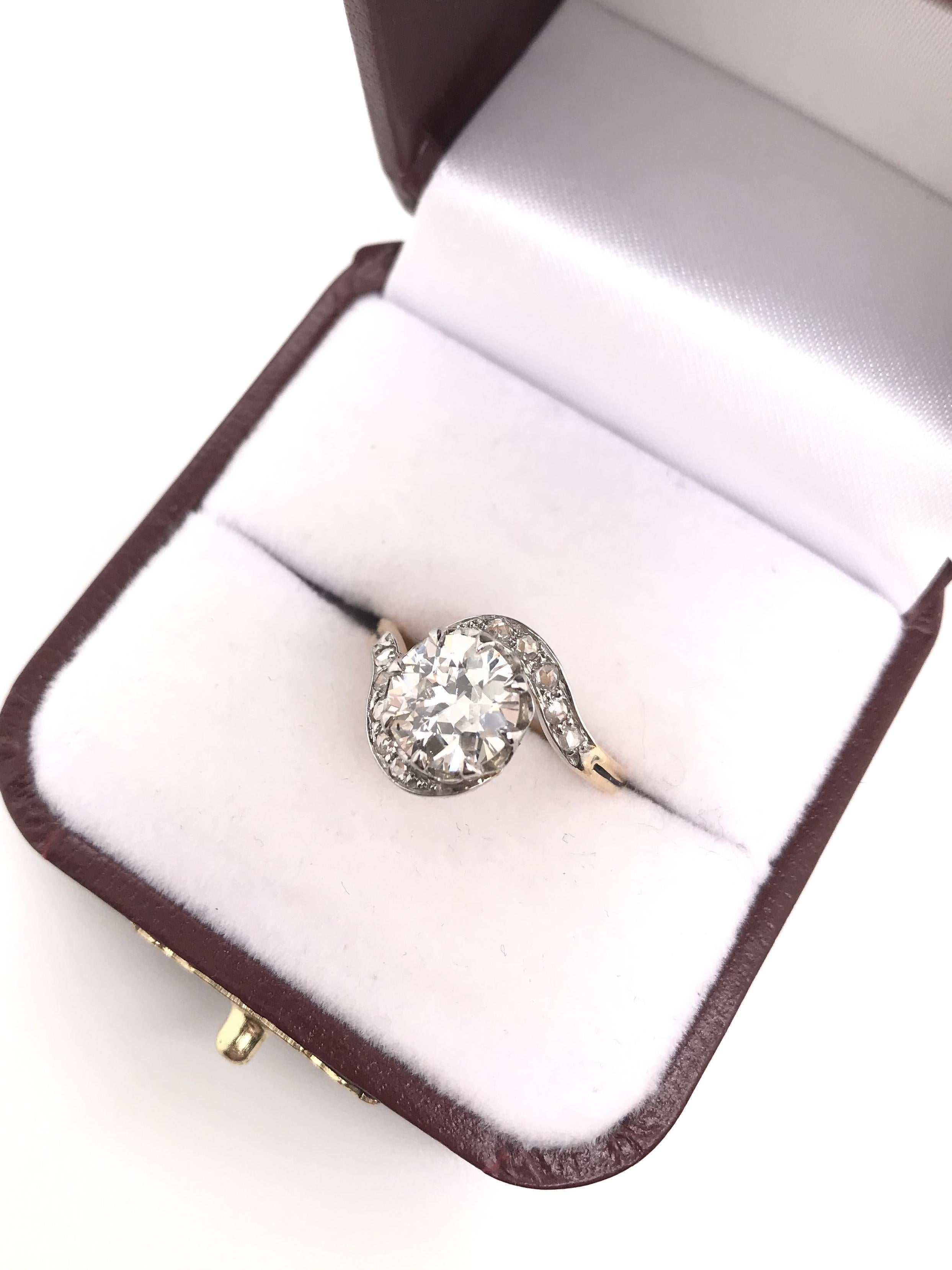 Antique Art Nouveau 1.66 Carat Diamond Ring For Sale 8