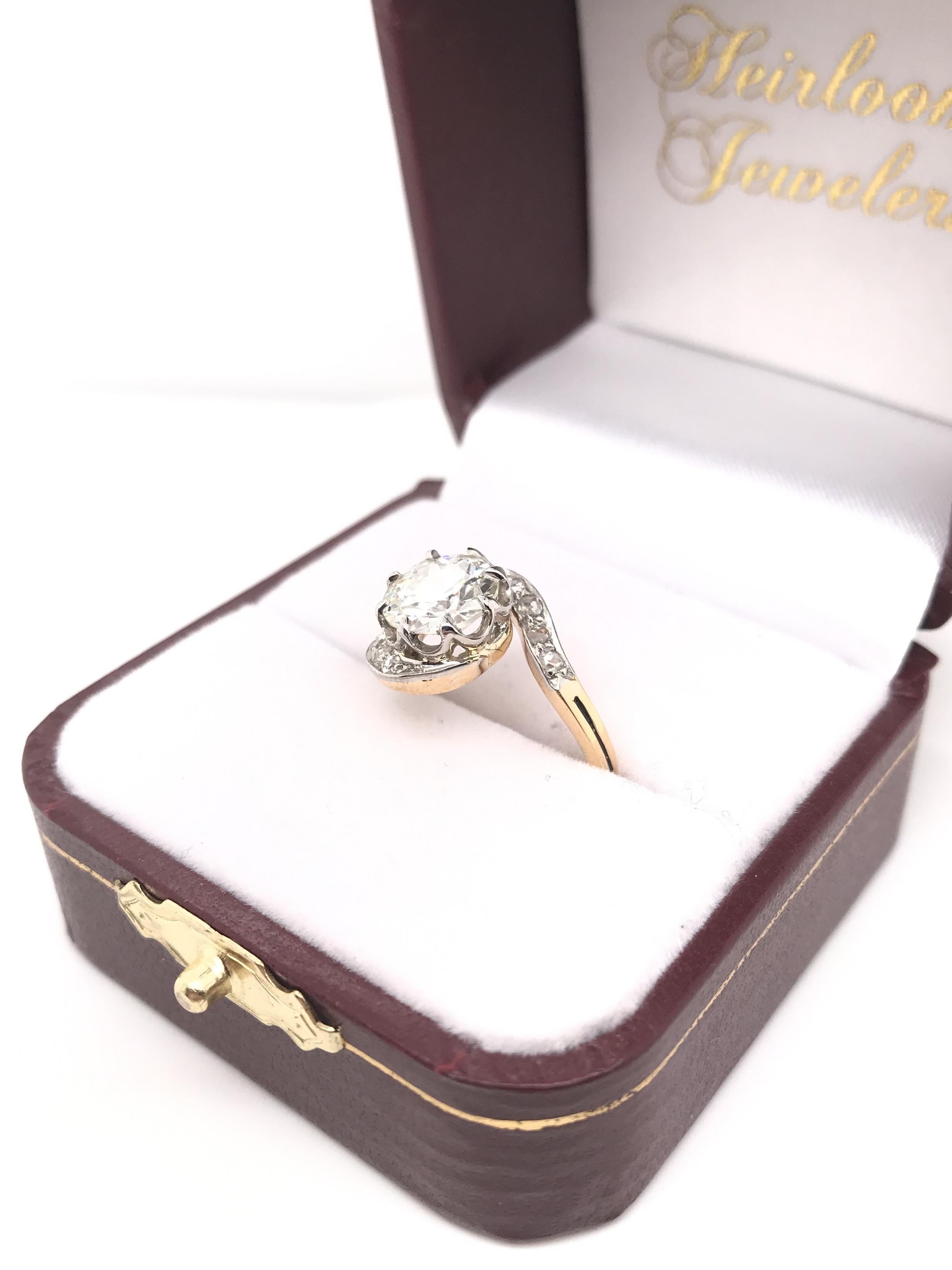 Antique Art Nouveau 1.66 Carat Diamond Ring For Sale 9