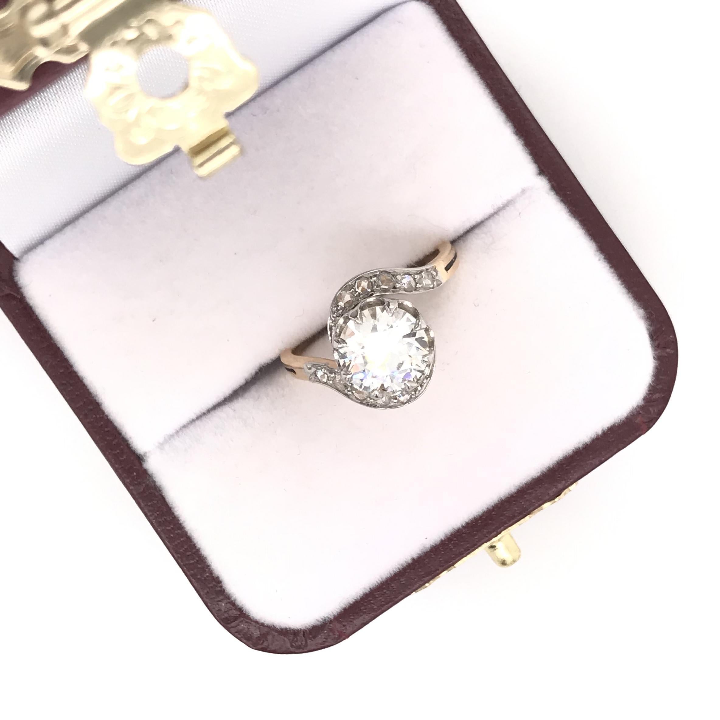 Antiker Jugendstil-Diamantring mit 1,66 Karat Diamanten im Zustand „Hervorragend“ im Angebot in Montgomery, AL