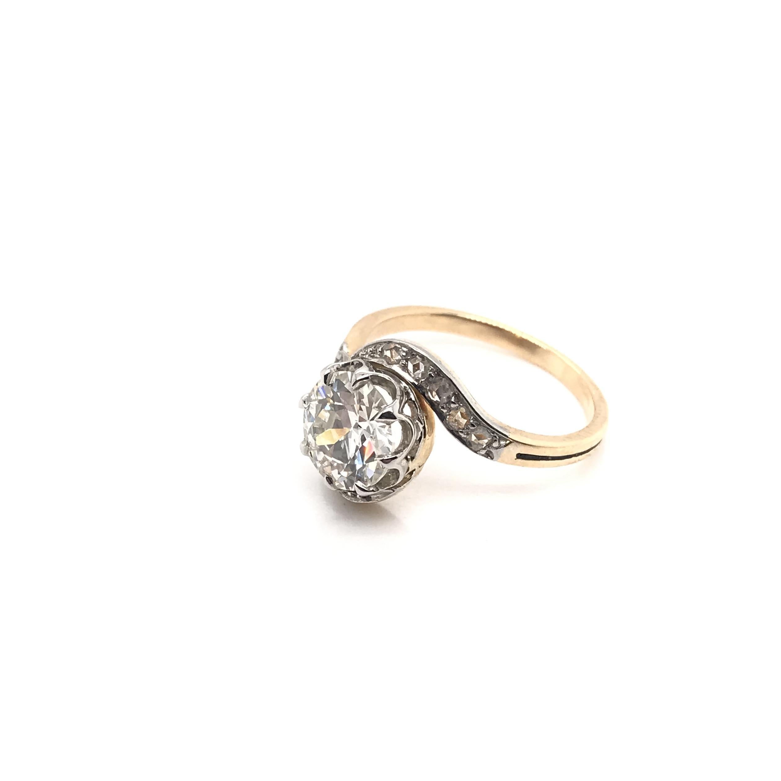 Antique Art Nouveau 1.66 Carat Diamond Ring For Sale 1