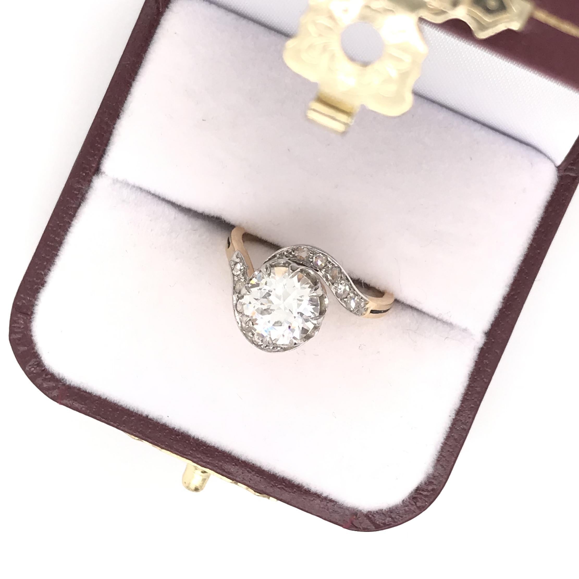 Antique Art Nouveau 1.66 Carat Diamond Ring For Sale 2
