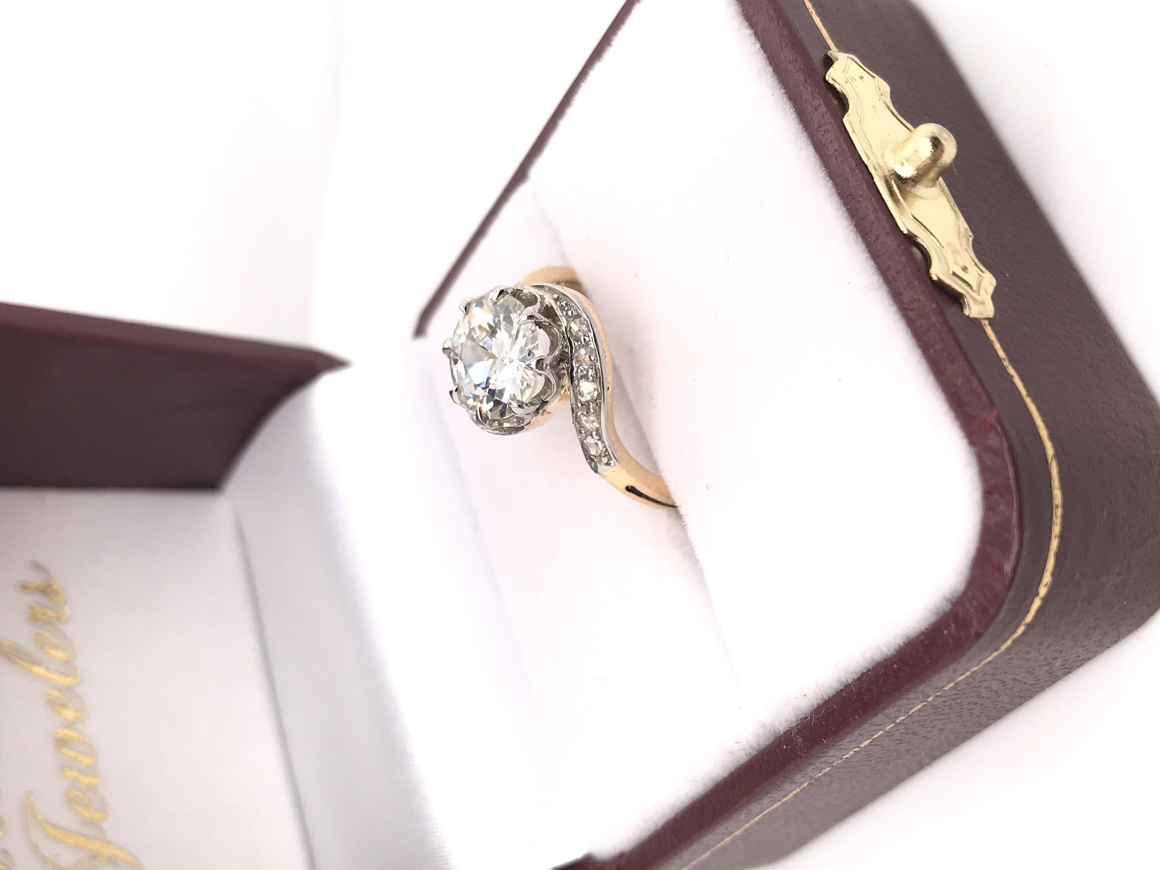 Antiker Jugendstil-Diamantring mit 1,66 Karat Diamanten im Angebot 2