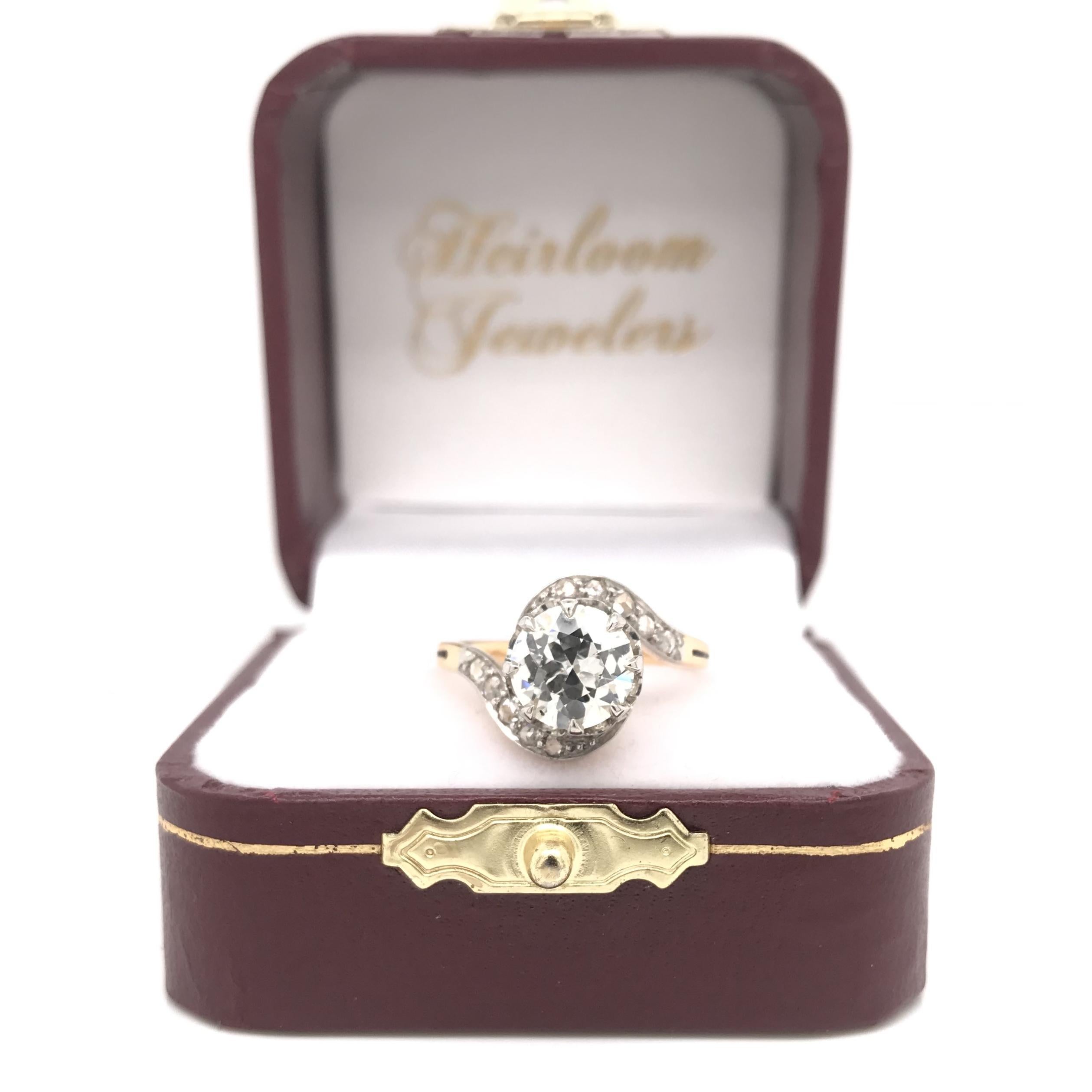 Antique Art Nouveau 1.66 Carat Diamond Ring For Sale 4