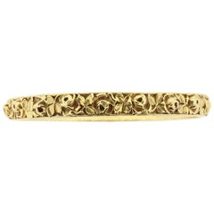 Antique Art Nouveau 18 Karat Carved Gold Bangle