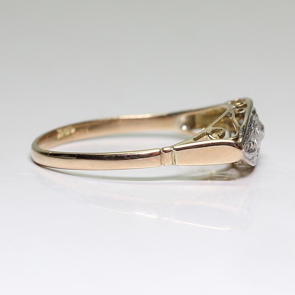 Old Mine Cut Antique Art Nouveau 18 Karat Gold Diamond Ring For Sale