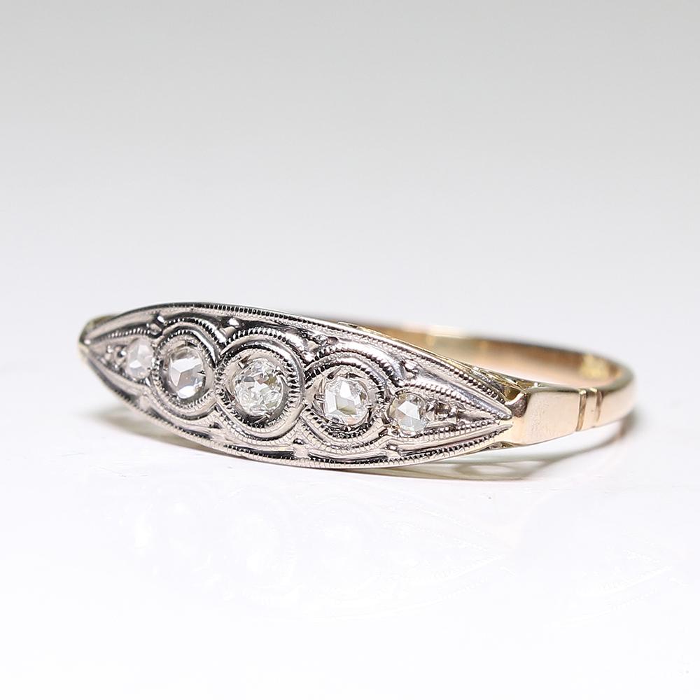 Women's or Men's Antique Art Nouveau 18 Karat Gold Diamond Ring For Sale